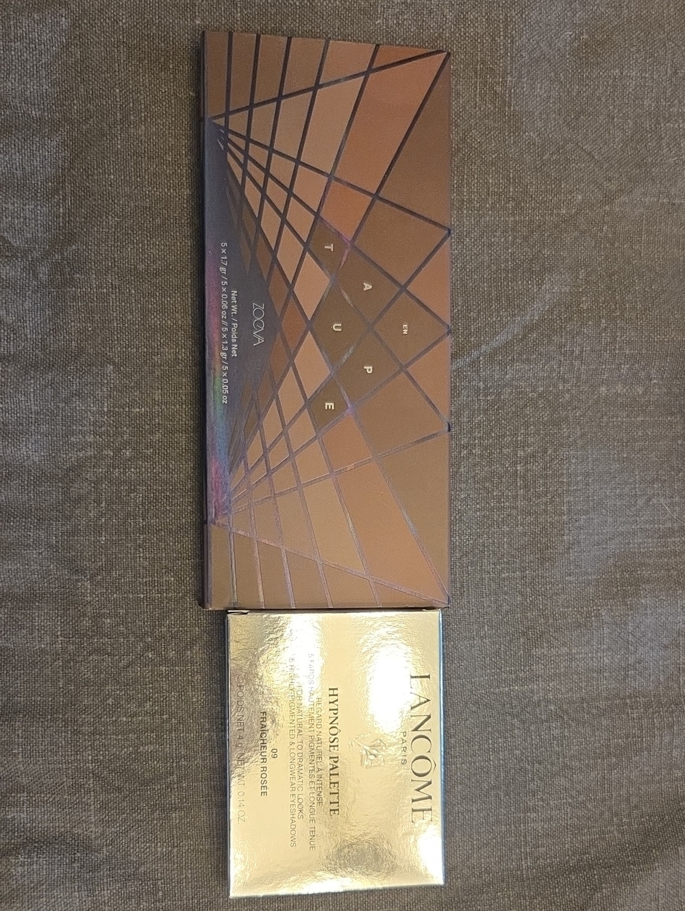 Zoeva En Taupe Eyeshadow Palette & Lancome Hypnose Palette - Gold